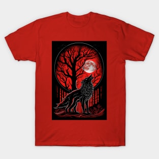 Blood Moon Wolf - Howling Wolf For Wolf Lovers  Howling At The Moon T-Shirt